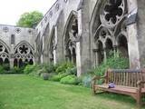 Time-out to reflect in the Cloisters Garden at Salisbury Cathedral